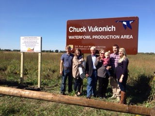 FFFCG member and conservationist Chuck Vukonich (third from left) and his family at the dedication of a new WPA in his name.