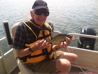 FFFGC member Doc Babst with a catch-and-release crappie from a Let’s Go Fishing outing on Wall Lake.