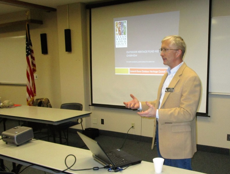 Mark Johnson addresses the Fergus Falls Fish and Game Club.